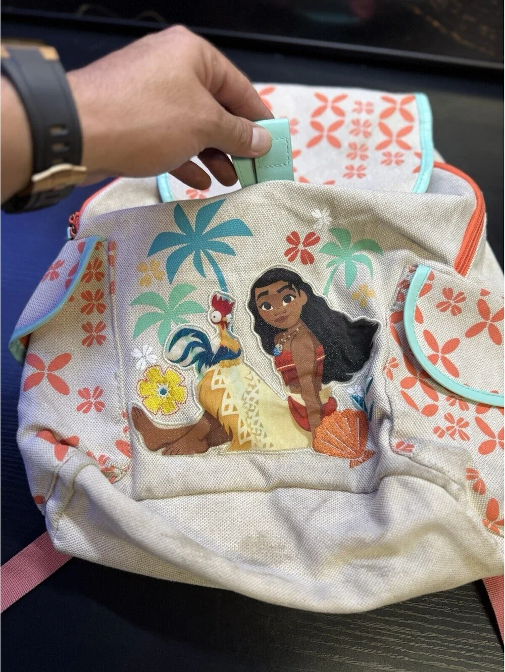Disney Moana Pua Heihei Floral Canvas Backpack Rucksack Kids School Bag